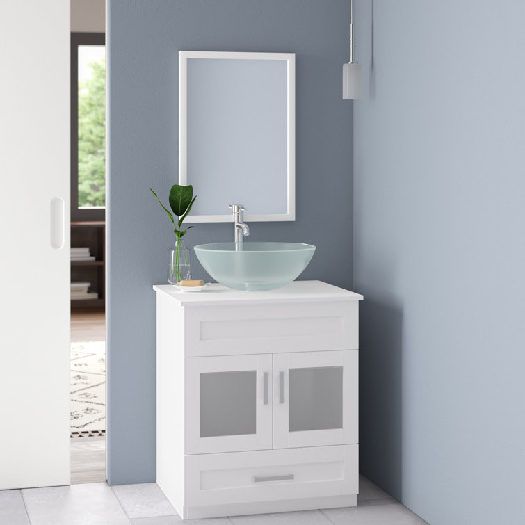 Wade Logan® Hanshaw 24" Single Bathroom Vanity Set with Mirror